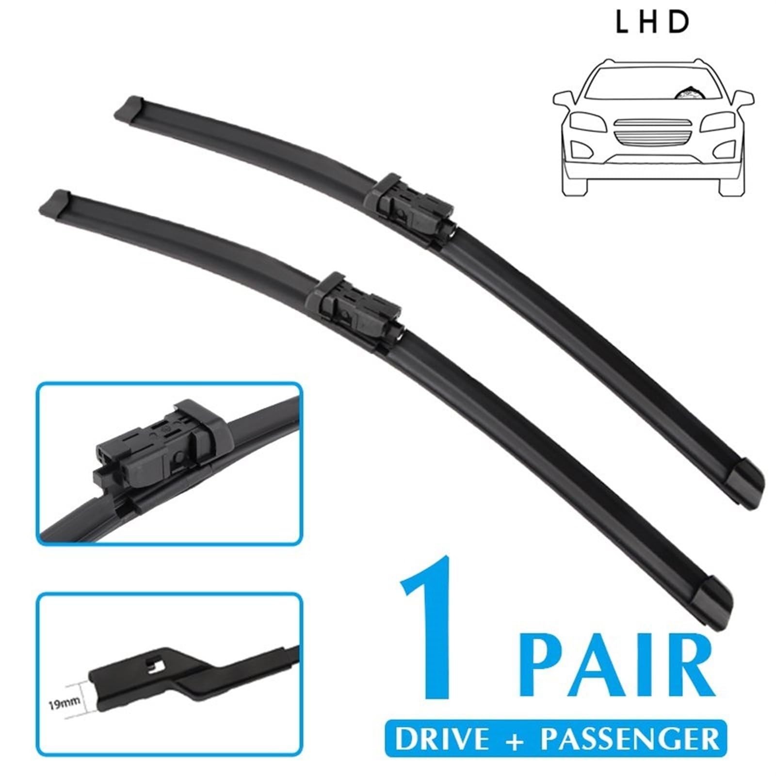 Spazzole tergicristallo per auto 26 "+18" Spazzole tergicristallo per auto Parabrezza Tergicristalli Lama Finestra Pulsante braccio per Maserati Quattroporte 20142018(Right Steering)