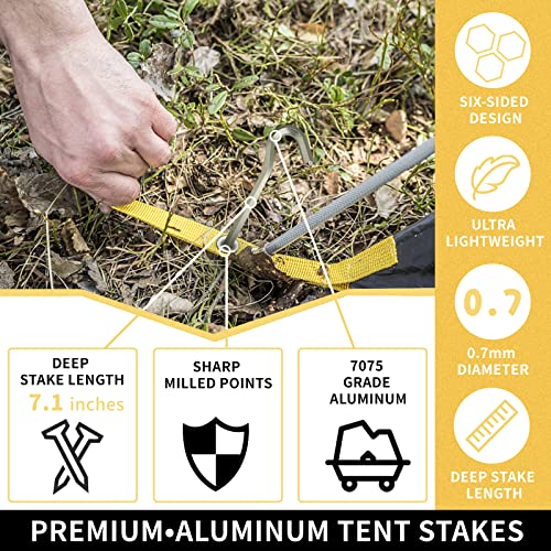 Zeltheringe, 【14/26Packung】 Heavy-Duty 18cm Zelt Heringe Metall Zelthaken Aluminium Heringe Erdnägel für Harte Böden, ideal für Garten, Camping, Angeln und Zelten – Bild 6