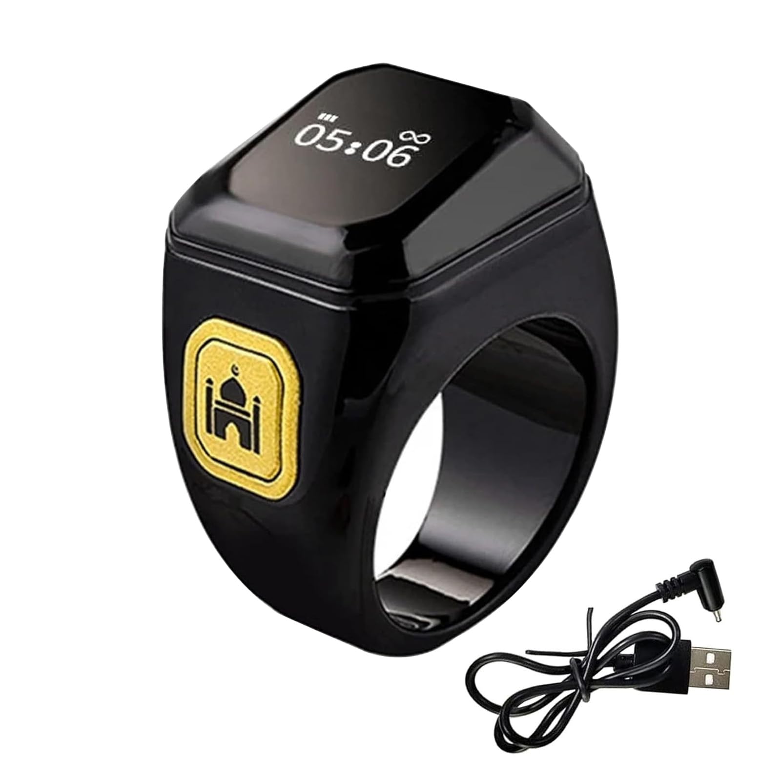 Tasbih Smart Tally Anelli 22 mm Ricaricabile Contatore Preghiera Display OLED Nero