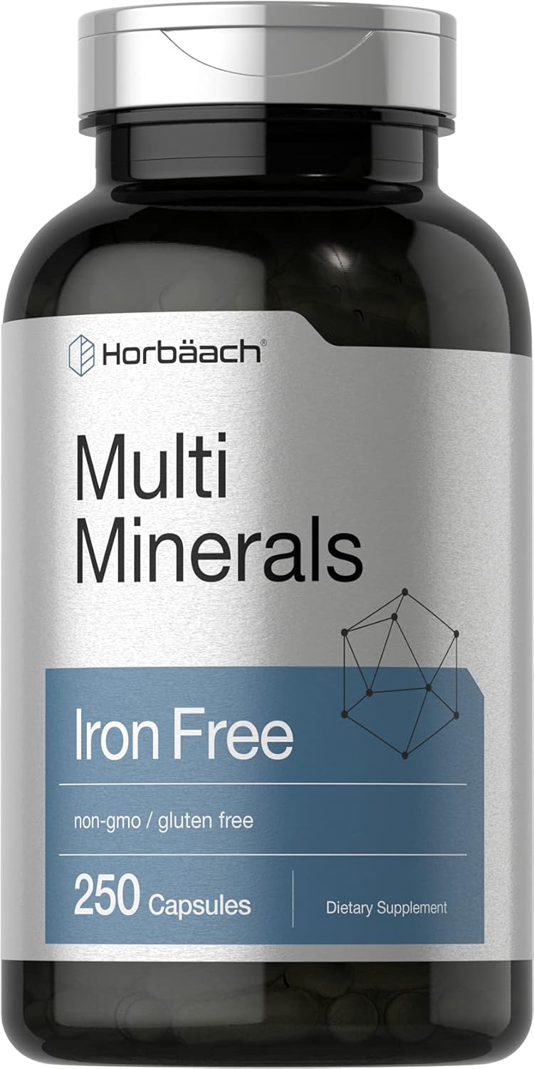 Multi Minerals Supplement | 250 Capsules | Iron Free | Non-GMO, Gluten Free | Complex for Women and Men | by Horbaach : Health & Household
