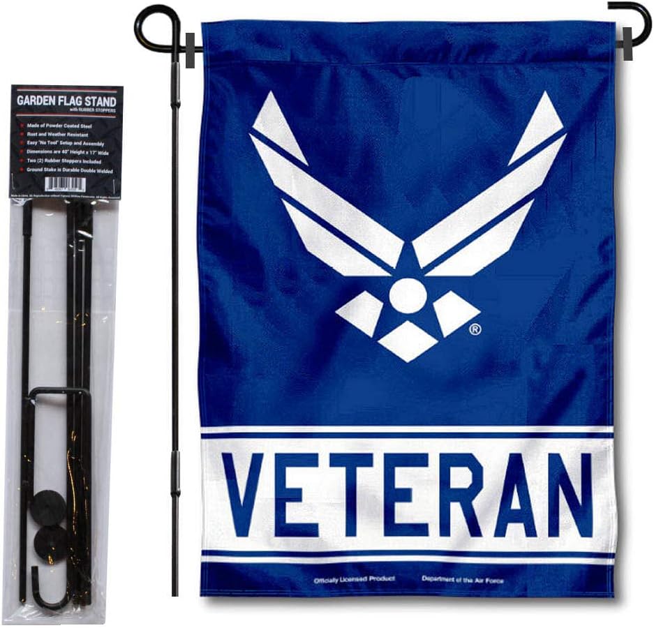 Air Force Veteran Garden Flag with Stand Holder