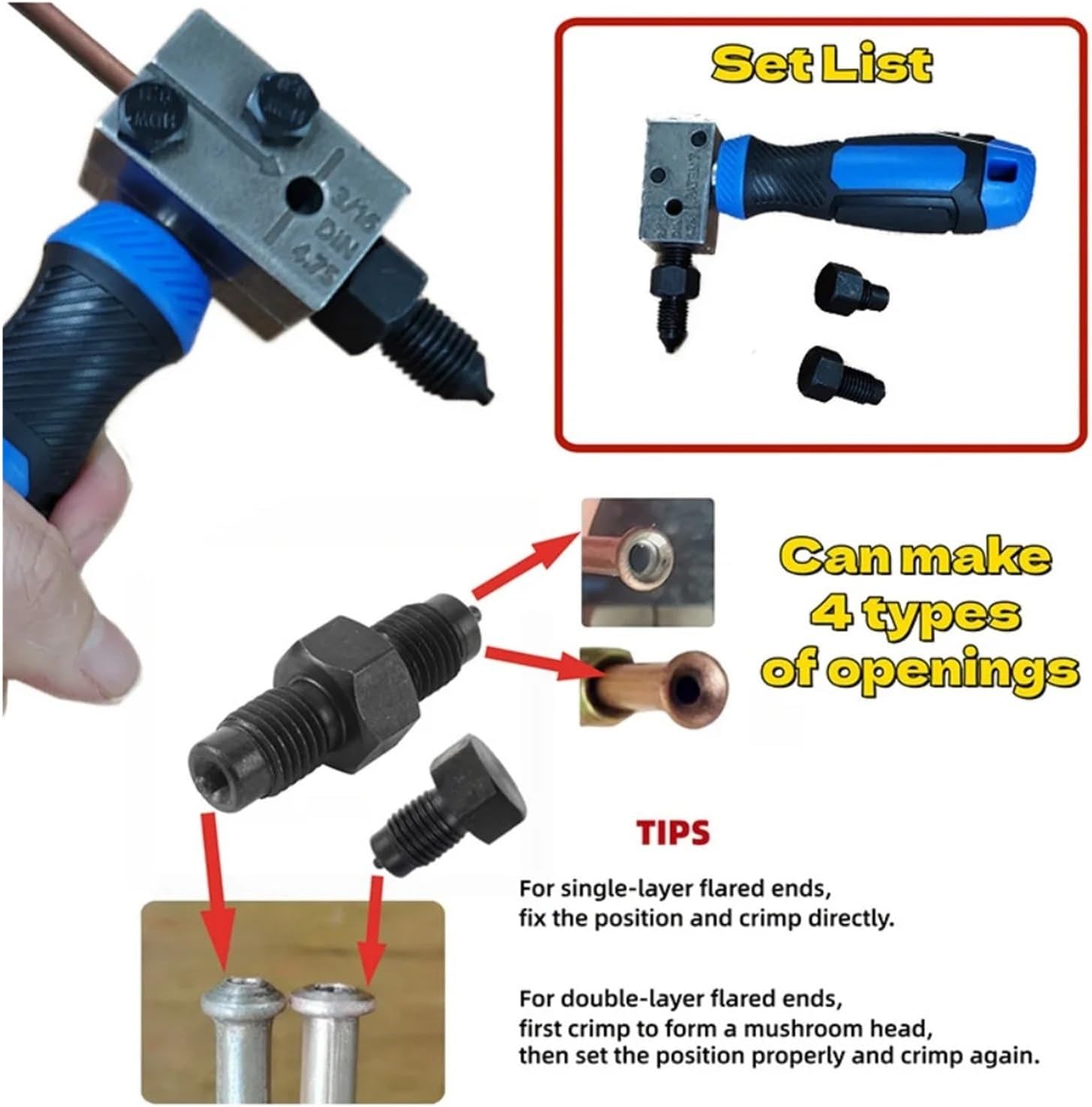 Car Brake Line Flaring Tool Auto Copper Tube Expander Brake Pipe Flare Repair Tools