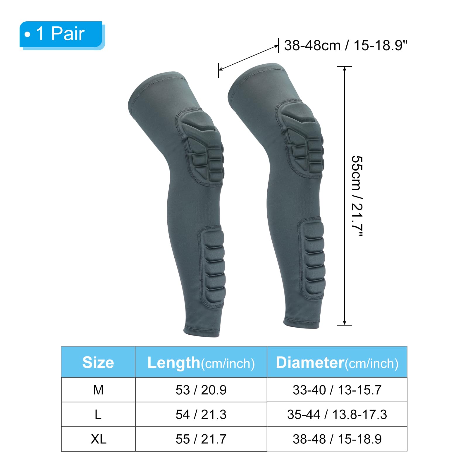 PATIKIL Ginocchiere E Paracolpi Per Polpacci XL – 2 Pezzi Con Protezione EVA Per Calcio, Basket E Pallavolo (Grigio)
