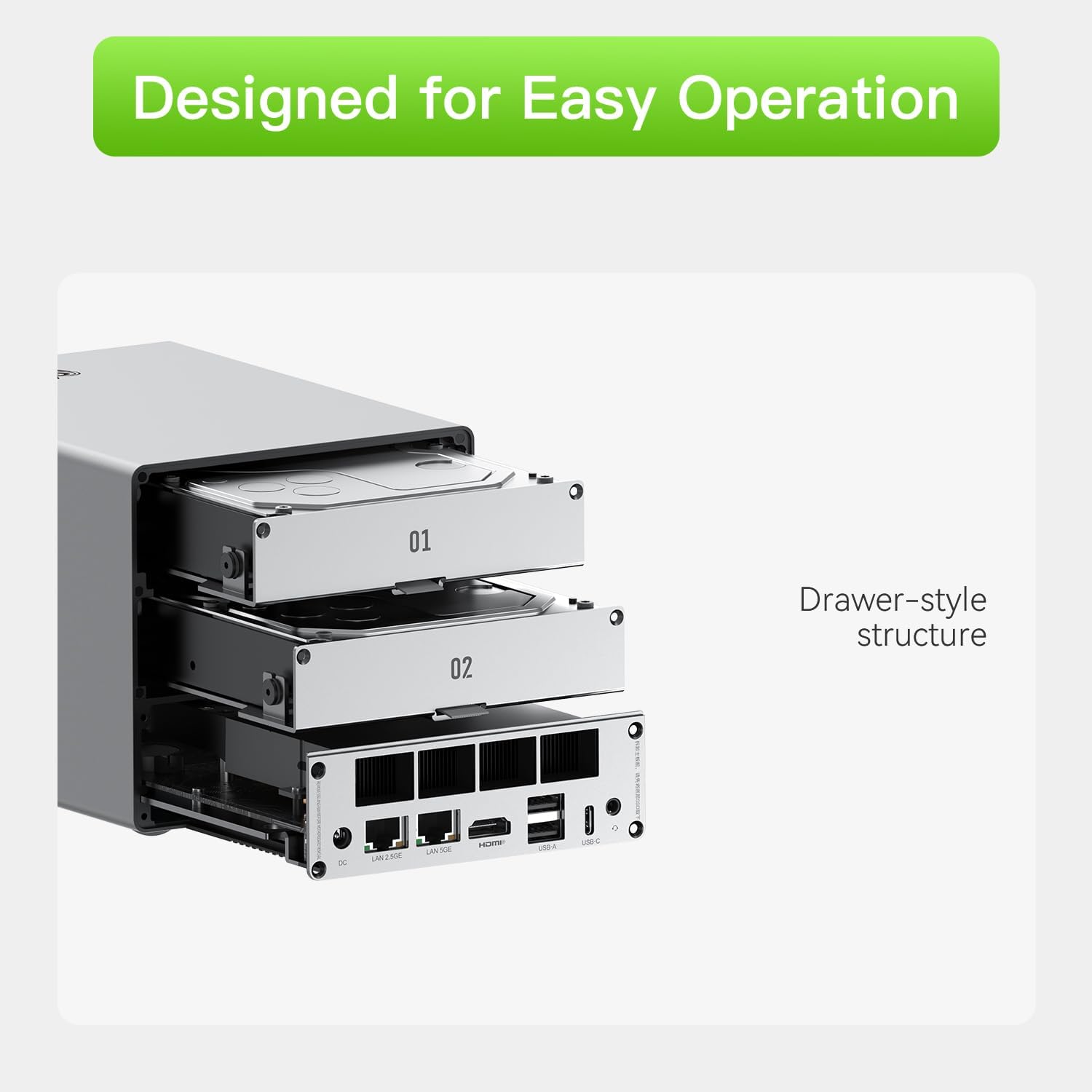 Beelink Mini PC, ME Pro 2 Hard Drive Bays NAS Intel N95 12G LPDDR5 128G M.2 PCIe 3.0 SSD, 3 x M.2 SSD Slots, Dual LAN/File Server/NAS Storage/Network Attached Storage/Private Cloud/Network Storage