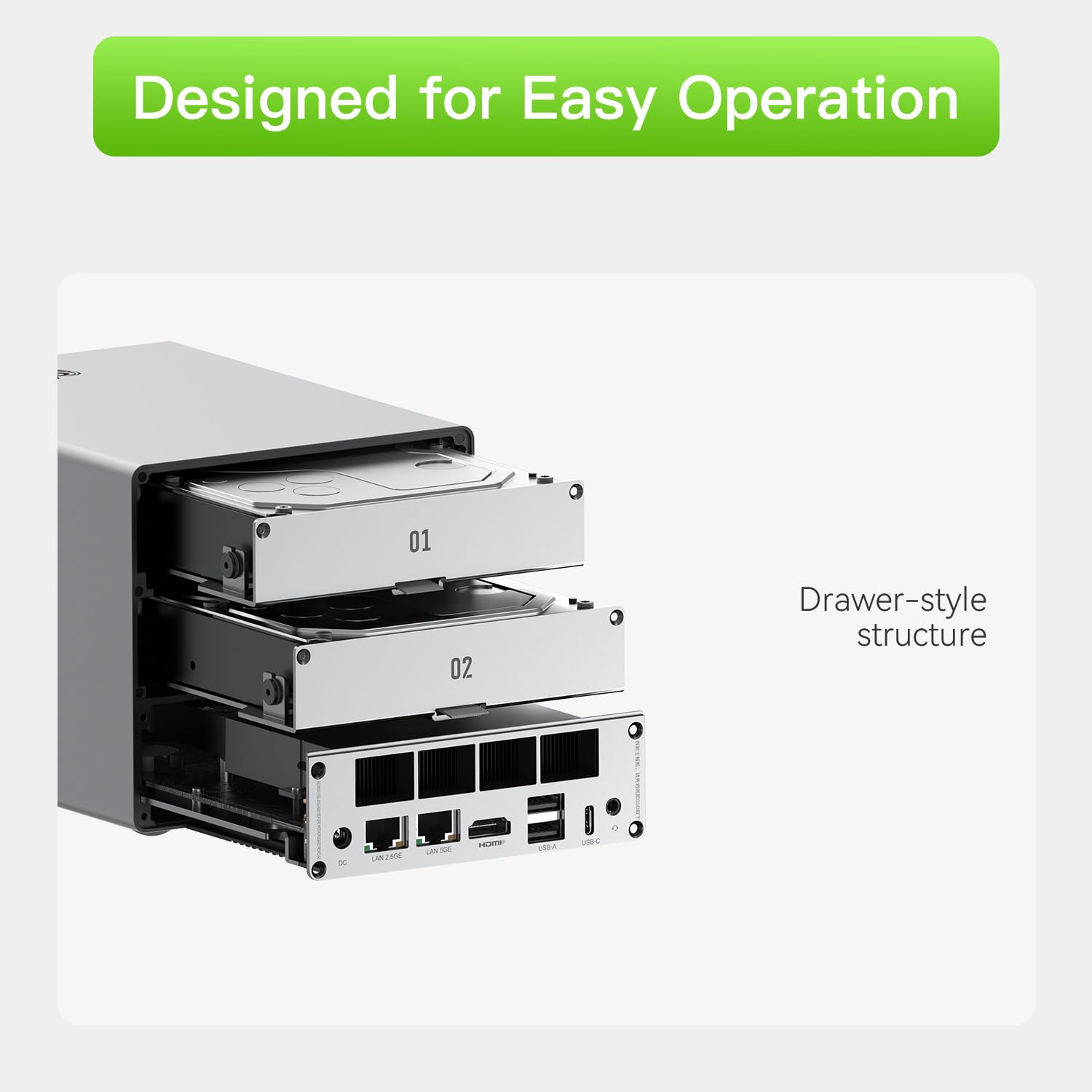 Beelink Mini PC, ME Pro 2 alloggiamenti per dischi rigidi NAS Intel N95 12G LPDDR5 128G M.2 PCIe 3.0 SSD, 3 slot SSD M.2, Dual LAN/File Server/NAS Storage/Network Attached Storage/Cloud privato