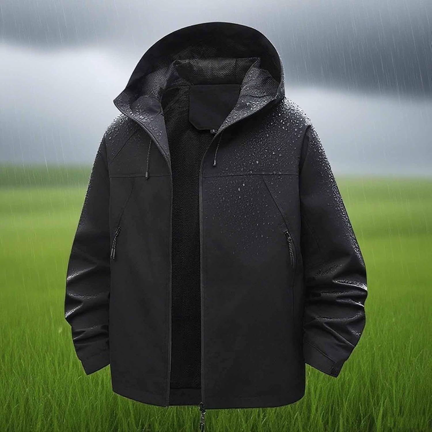 YRAETENM Rain Coats for Women Hooded Lightweight Raincoat Outdoor Waterproof Windbreaker Packable Zipper Jackets with Pockets