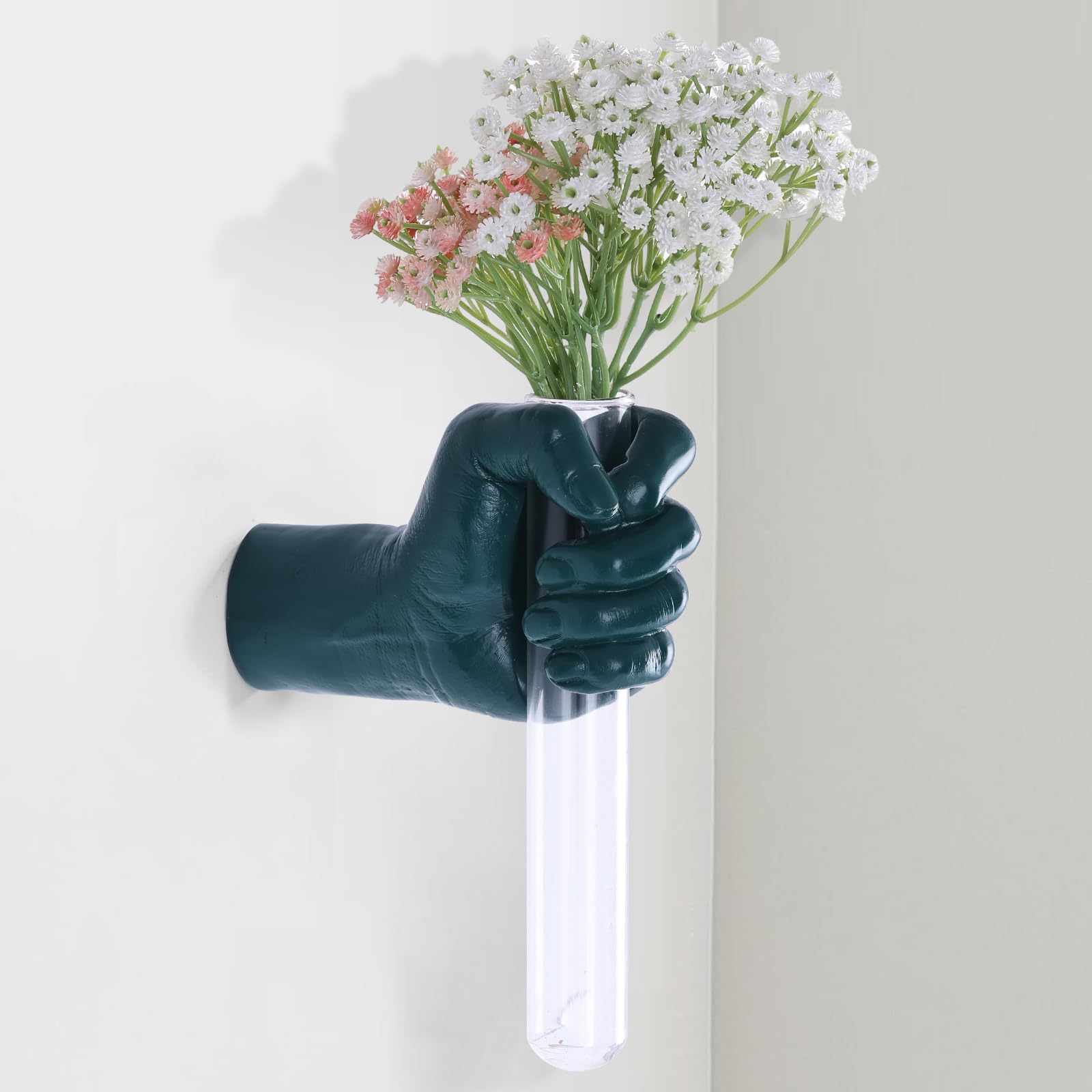 XYQXYQ Einzigartige Wandkunst Hand Skulptur mit Reagenzglasvasen – Künstlerische Wanddeko & Skulptur Deko für Moderne Wanddekoration, perfekt für Wohnzimmer, Schlafzimmer oder Büro