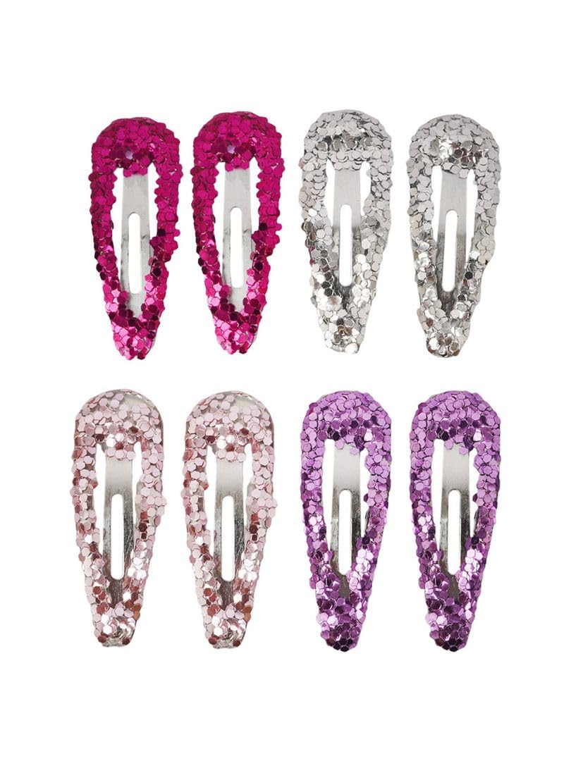 Diversa Sparkling Dazzle Small Glitter Tic Tac Colorful Cute Stylish Hair Pins Clips for Baby Girls- 8 pcs, (Multicolor)