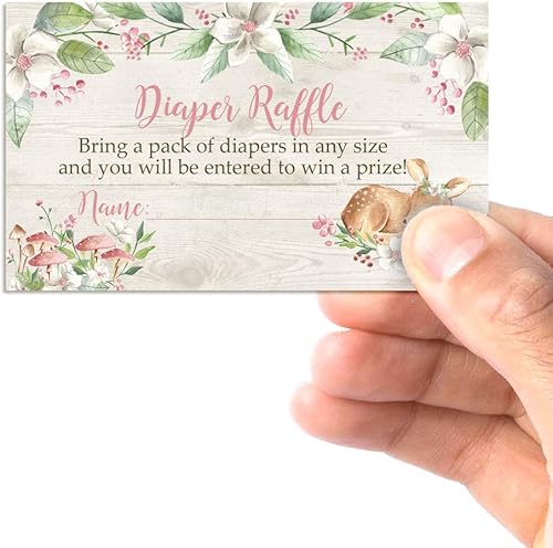 Miniatura 5 de AmandaCreation - Boletos para rifas de pañales con temática de Little Deer Woodland, 20 tarjetas de inserción de doble cara de 2 x 3 pulgadas para