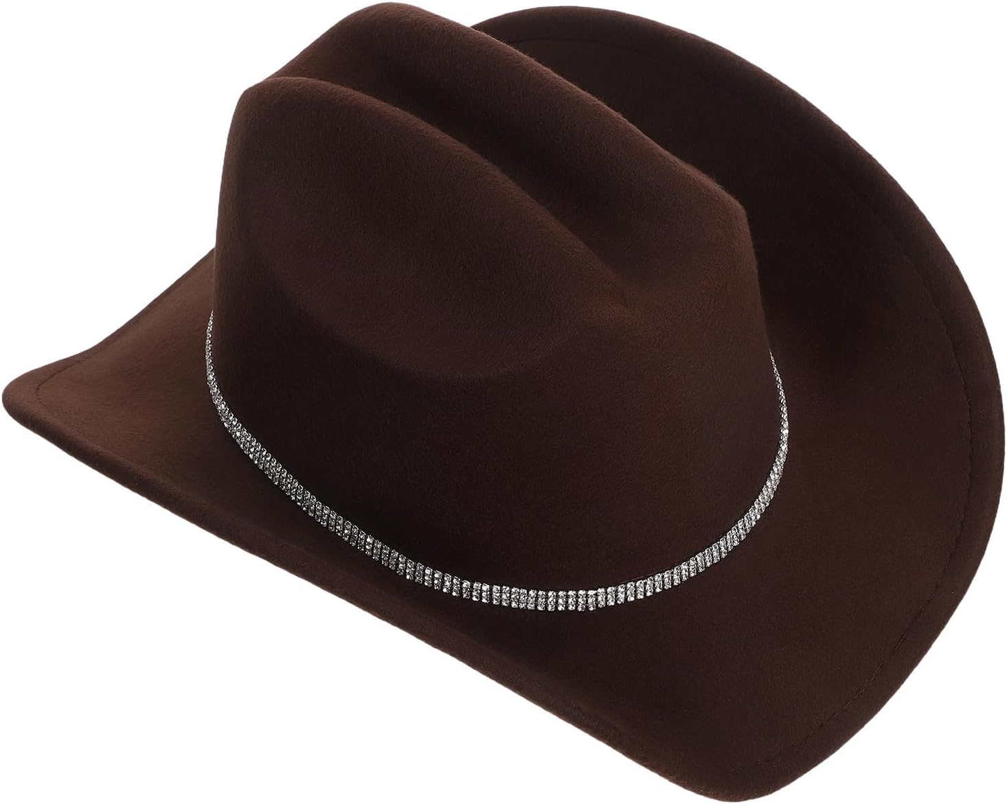 Lurrose Brown Felt Cowboy Hat for Men and Women with Sturdy Structure and Lightweight Design, Classic Western Style for Summer Outdoor Activities and Celebrations