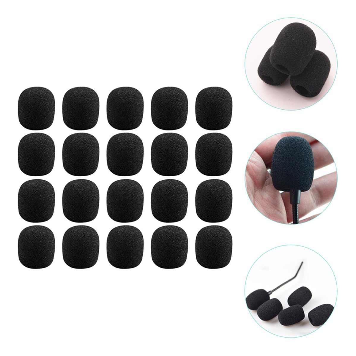 Toddmomy Lot de 40 Housses en Mousse Noires pour Microphone Cravate, Protection la Saleté, Remplacement Pratique et Professionnel pour Micro Casque