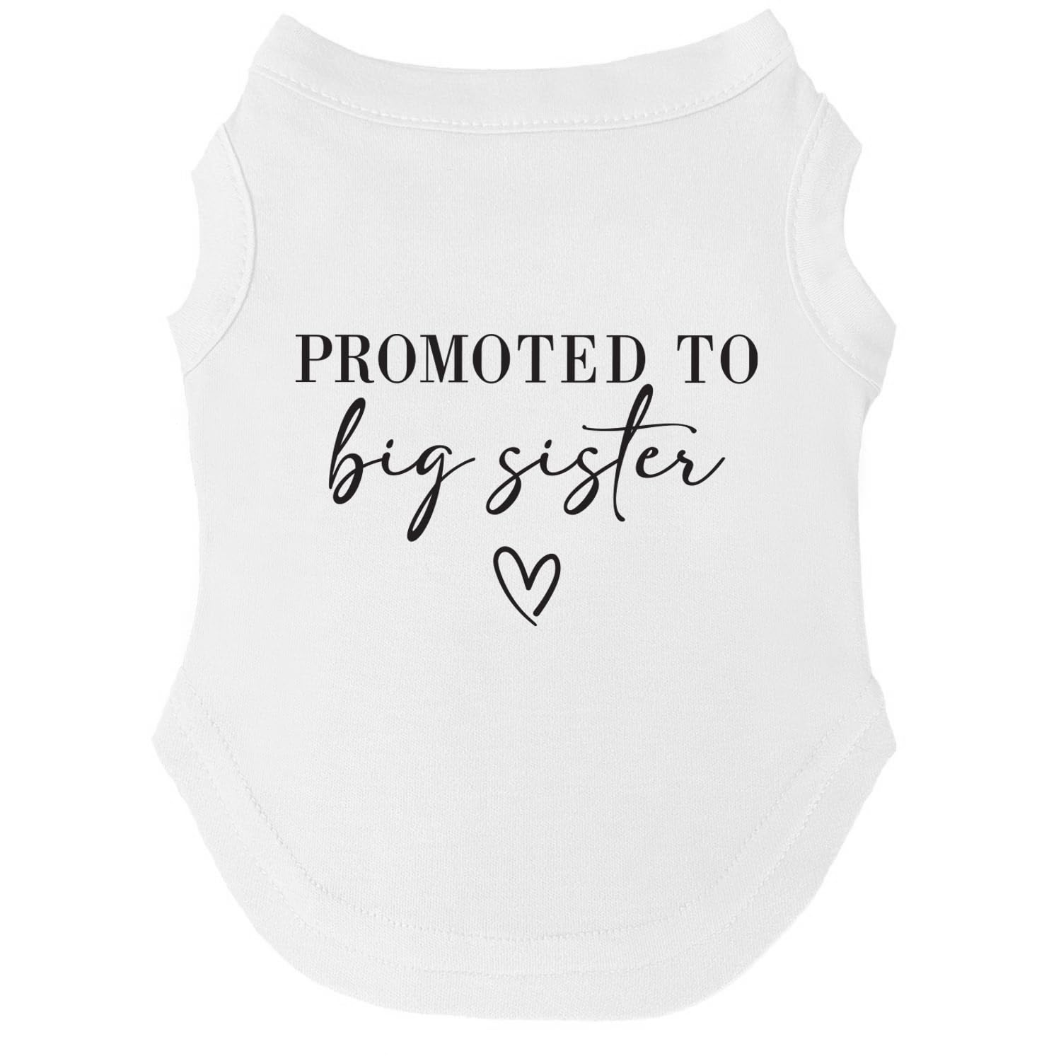 Promoted to Big Sister Boho Dog Tee Shirt | Sleeveless | Pregnancy Announcement | New Baby | Gender Reveal | Photoshoot (White, Medium 692)
