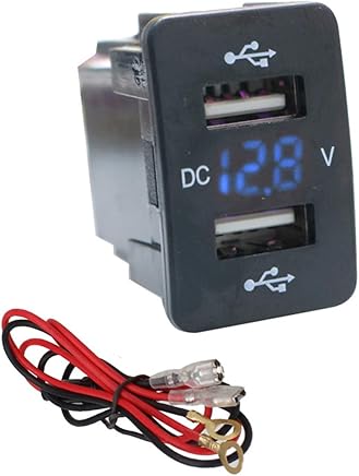 Nosii 2 Puerto USB Cargador de Coche USB con Pantalla Digital para Honda Adaptador 12V / 24V (Color : Azul)