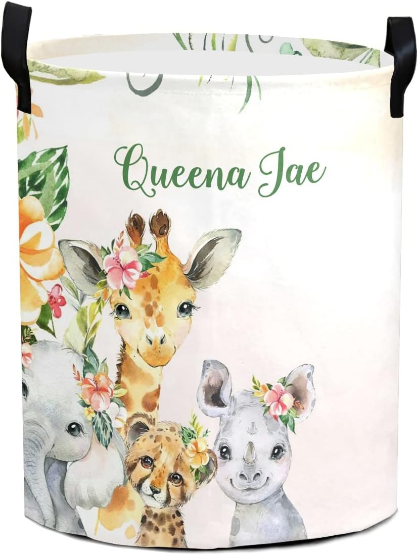 Wild Safari Friend Animals Storage Bin, Waterproof Oxford Fabric Clothes Basket Organizer for Laundry Hamper,Toy Bins,Gift Baskets, Bedroom, Clothes,Baby Nursery