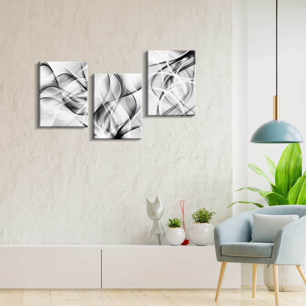 Creoate Wandkunst-Set, 3-teilig, Abstrakte Linien Auf Leinwand – 30,5 X 40,6 Cm Pro Bild, Minimalistisch Für Wohnzimmer & Schlafzimmer