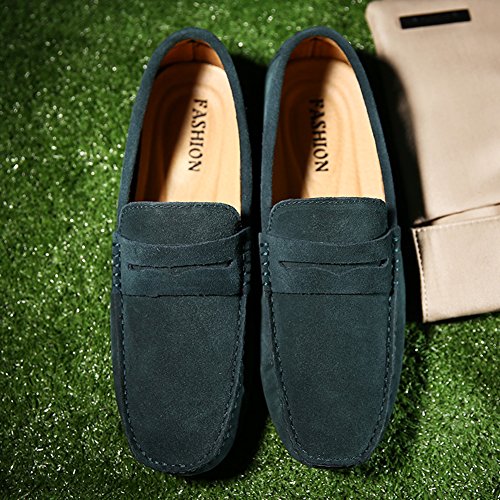 Image of ANUFER Men's Suede Leather Penny Loafers Comfort Driving Shoes Moccasin Slippers
