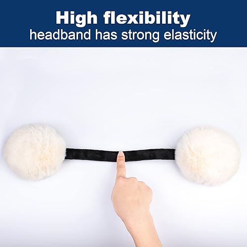 Miniatura 7 de Surblue - Lindas orejeras peludas de animales con diadema para invierno, cálidas, calentador de orejas de piel para exteriores