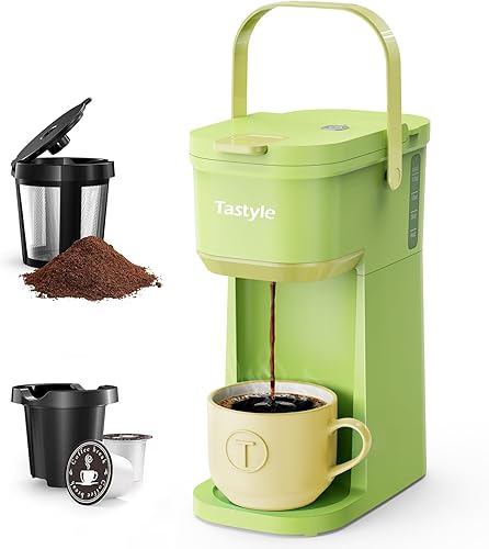 Miniatura 14 de Cafetera de Una Sola Porción de Una Taza, para Cápsulas K y Café Molido, Mini Cafetera con Mango Portátil, Tamaño de Preparación de 6 a 12 Oz, para