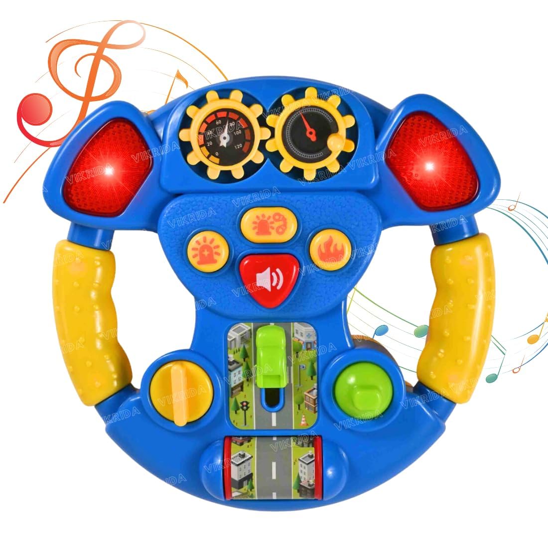 Vikrida Steering Wheel Toy For Car Seat Kids Musical Driving