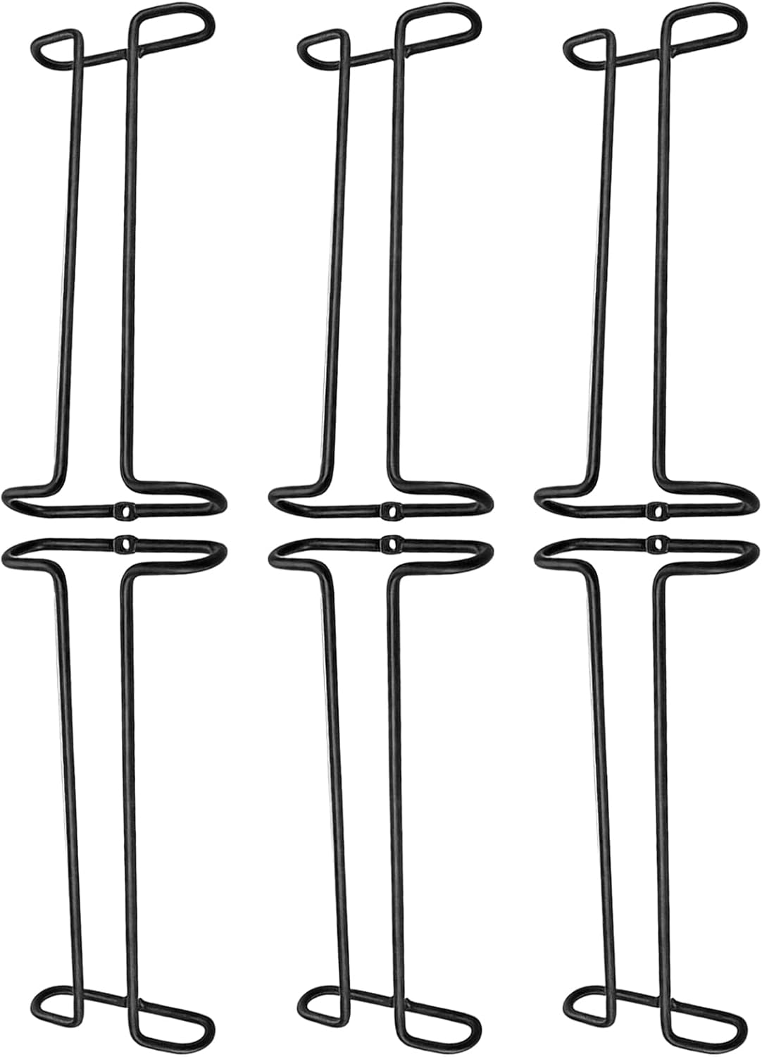 6 Pcs Wine Glass Rack Under Cabinet, Black Metal Rack, 10.2 x 3.9 x 1.3 in Single Row Hanging Wine Glass Holder, Easy to Install for Home, Bar, Kitchen, Restaurant