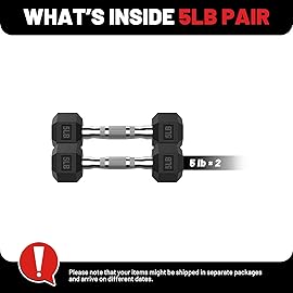 PAPABABE Dumbbells Set of 2, 5lbs Dumbbell Pair, 5 Pounds Hand Weights for Women Men at Home, Free Weights Dumbbells Set for Home Gym Equipment, Pesas Mancuernas para Ejercicios de Hombre Casa.