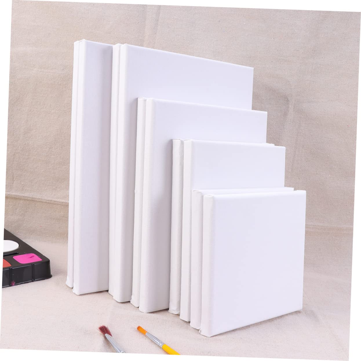 NUOBESTY Lot de 10 Toiles à Peindre Blanches en Coton Cadre en Bois, Toile Tendue pour Peinture à L'huile et Dessin, pour Artistes et Loisirs Créatifs
