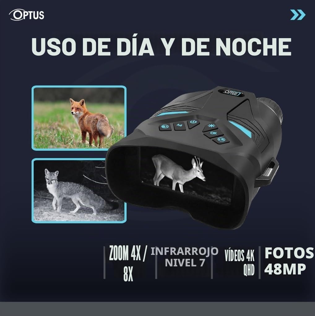 Optus FHD BinoVision Visor Nocturno Binocular Digital con Zoom de 8X