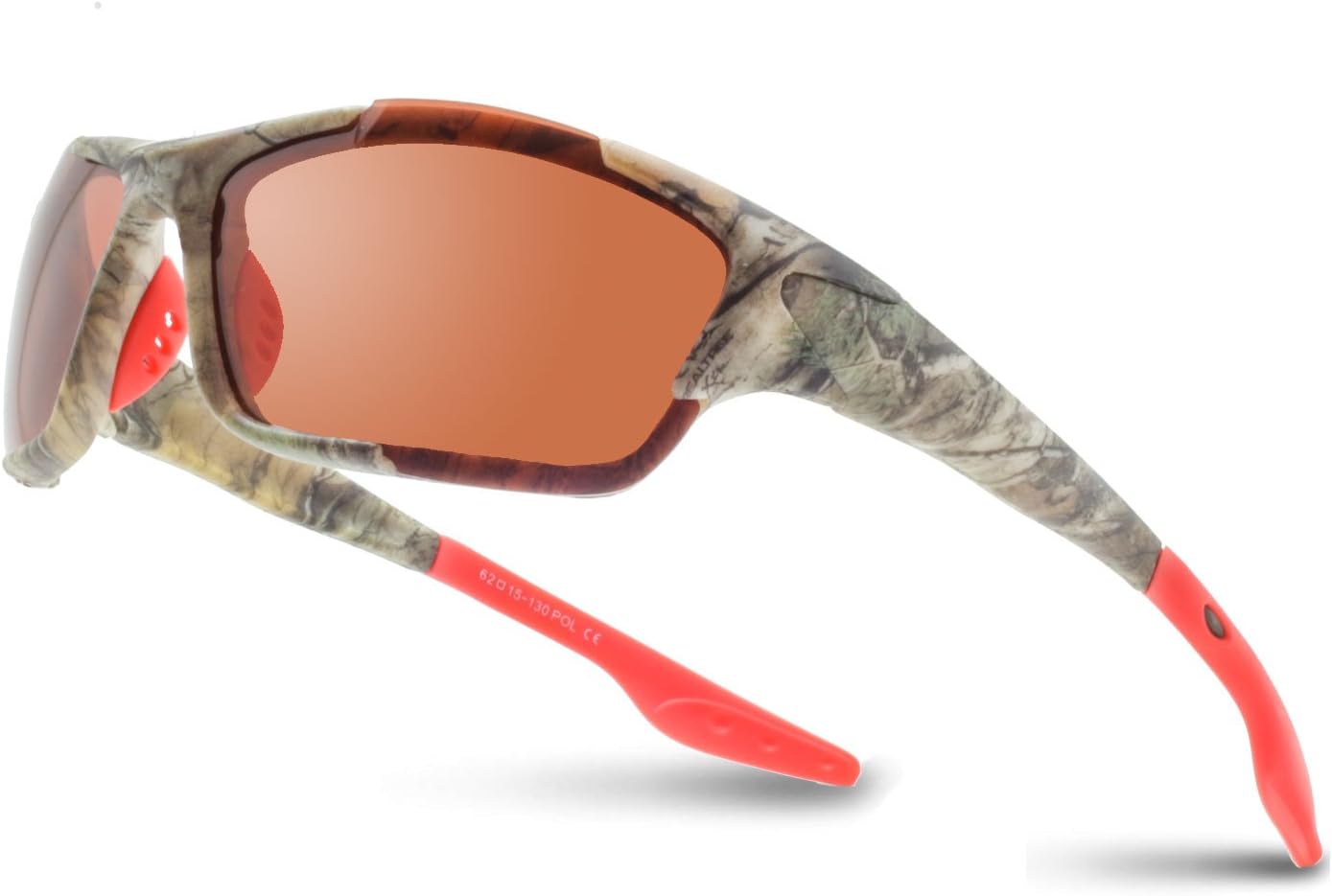RealTree Xtra Camouflage Print Hunting Fishing Polarized Sport Sunglasses With RealTree Xtra Pouch and Eyecord(Copper)