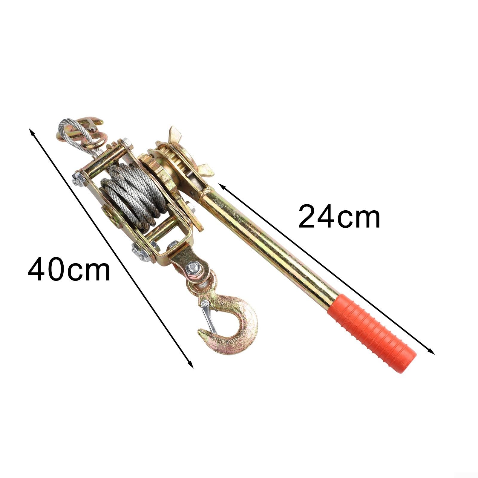 Tensor de trinquete de cuerda de alambre resistente 2T de aleación de acero con ganchos dobles y agarre antideslizante, extractor de cable manual para construcción de línea eléctrica (2T