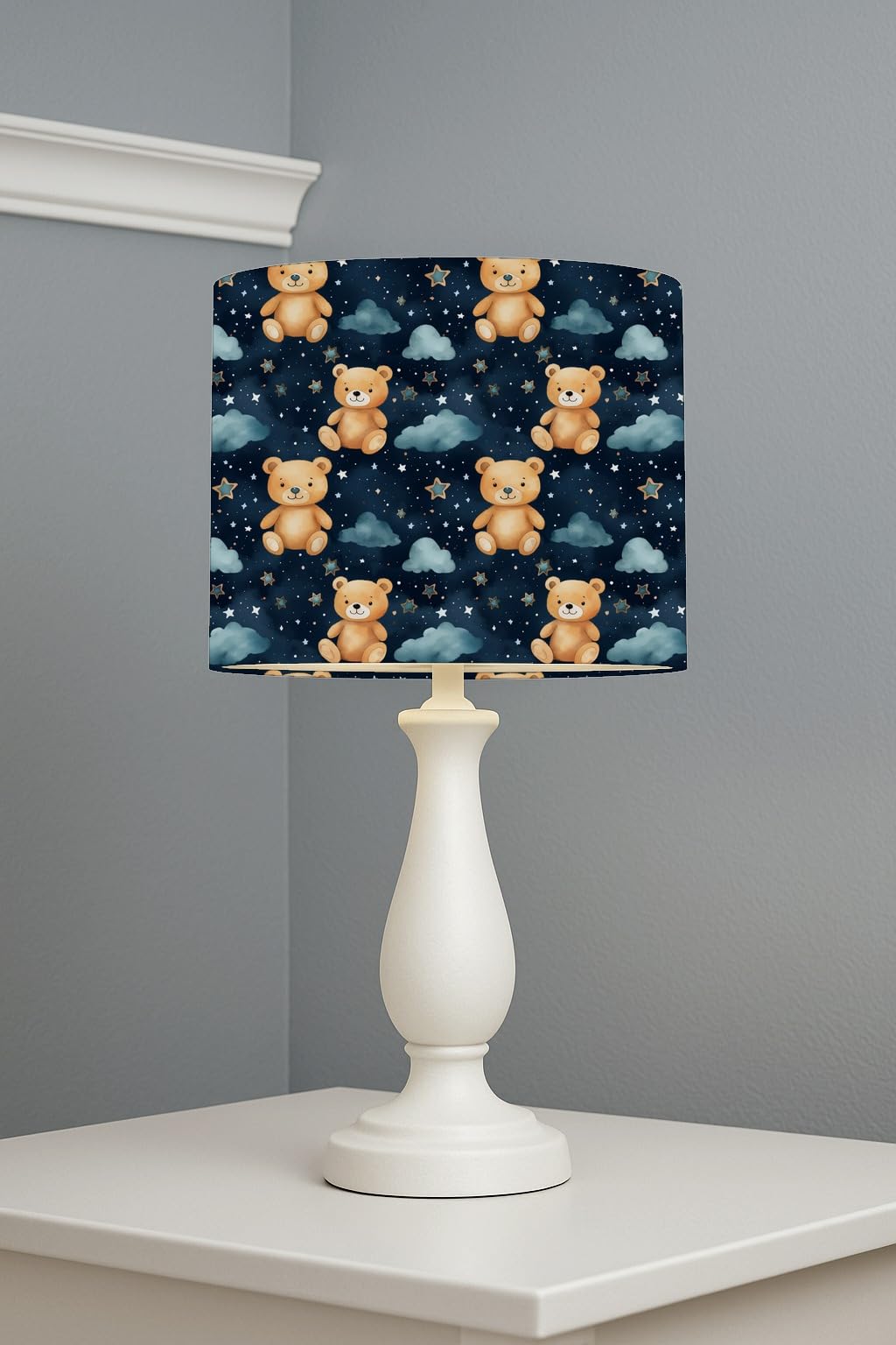 Teddy Bear Dreams Night lightshade – 20 x 18.5cm Table Drum Shade | E33BB8