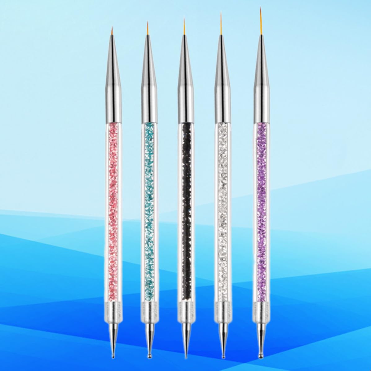 5pcs Nail Art Dotting Pens Double-ended Nail Drawing Pen Set Lightweight Plastic Manicure Accessories for DIY and Personal Use, for Drawing Fine Details