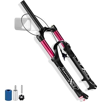 AuroraXQ 26/27.5/29 Suspension Travel 140 mm Mountain Bike Air Front Fork Suspension Fork 1 1/8 Straight/Conical Tube QR 9 mm XC AM Rebound Adjustment MTB Bicycle Fork Straight Remote Lock 29 Inches