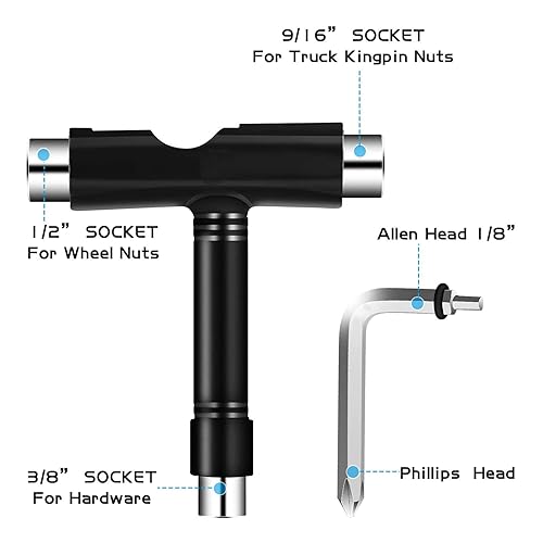 Miniatura 3 de Kit de herramientas de patinaje todo en uno, kit de herramientas con 10 rodamientos 608RS para patineta, patinaje de ruedas, patinaje