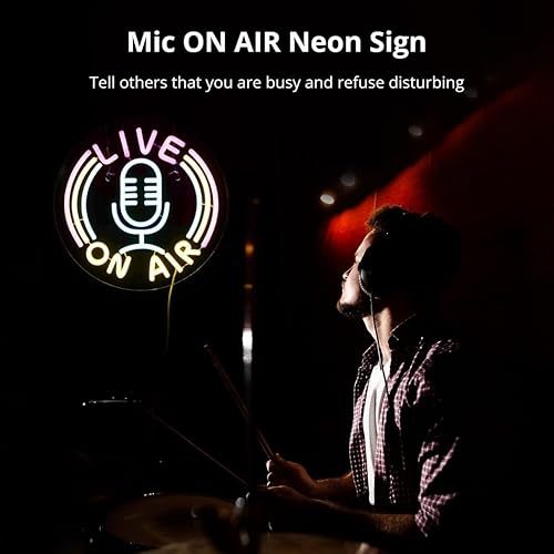 Miniatura 3 de Homaisson ON AIR - Letrero de neón con micrófono en aire, señal de advertencia alimentada por USB, luz LED, letrero de neón LED para montaje en