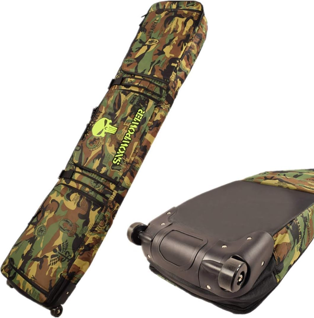TentHome - Fundas para esquís con compartimentos de almacenamiento para mujer, bolsa de material de esquí, bolsa de snowboard con ruedas, funda para snowboard, impermeable, resistente al desgaste