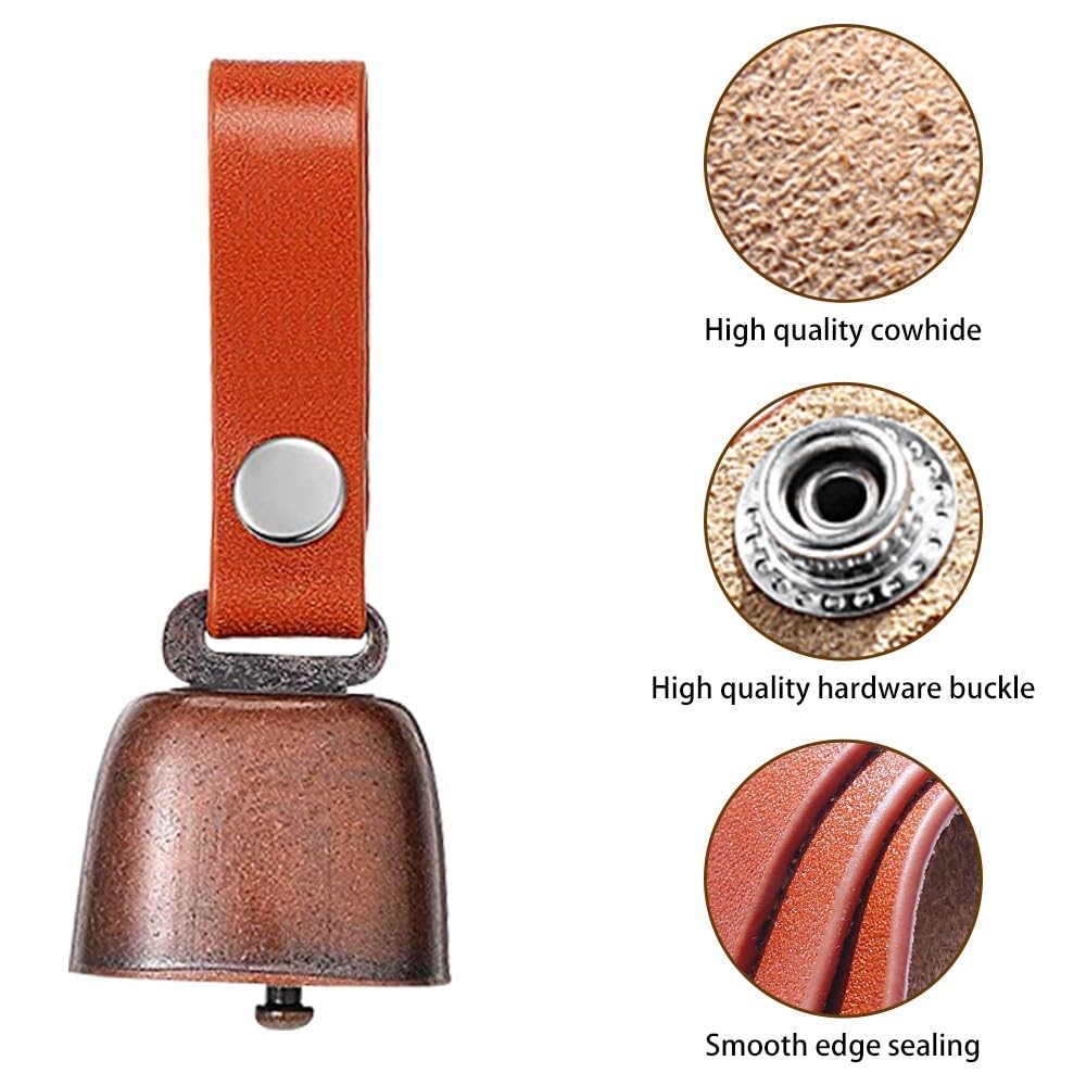 DONGKER Dog Cowbell, Pet Bronze Bells Tracker Noise Maker With Leather Button Strap for Dog Collar With Tracking Noise - Image 3