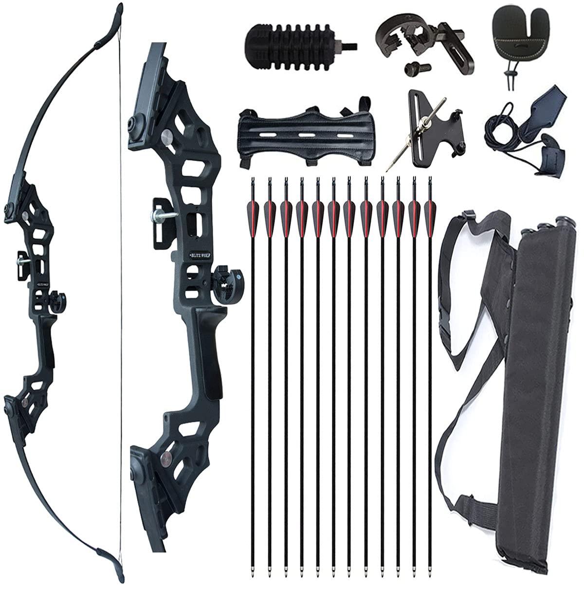 Monleap Recurve Bow and Arrows for Adults 51" Archery Set Right Hand Longbow 3050lb Aluminum