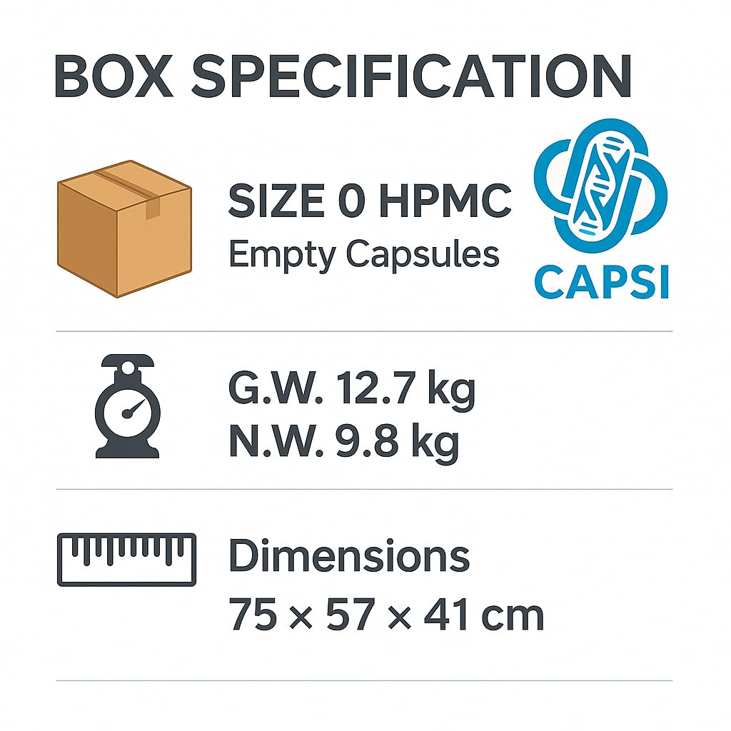 Capsule Vuote Vegetali Misura 0 – 100.000 Pezzi | Capsule HPMC Trasparenti per Integratori | Facili da Riempire, Chiusura Rapida, Vegan, Senza OGM