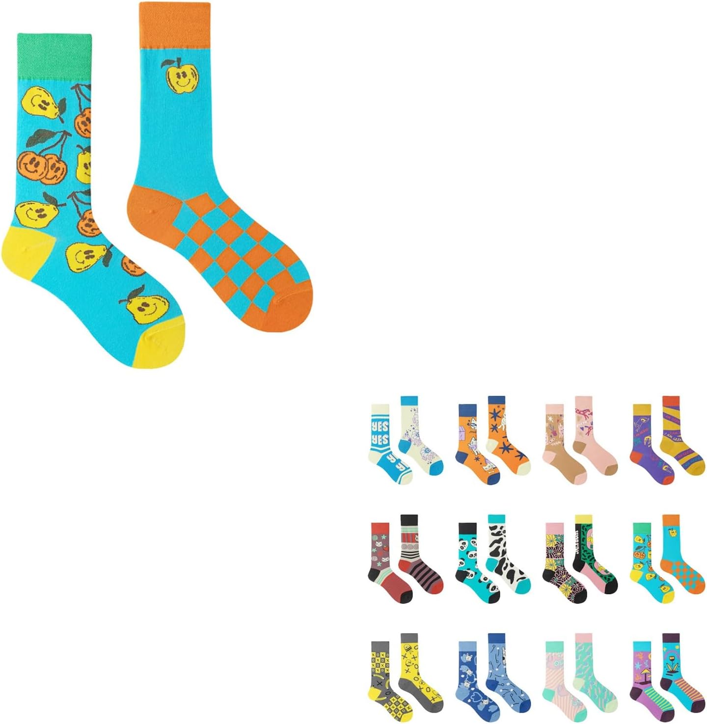 Repaly Womens Aesthetic Socks, Cute Cozy Crew Socks, Casual Athletic Hiking Socks(Green,50 pairs)