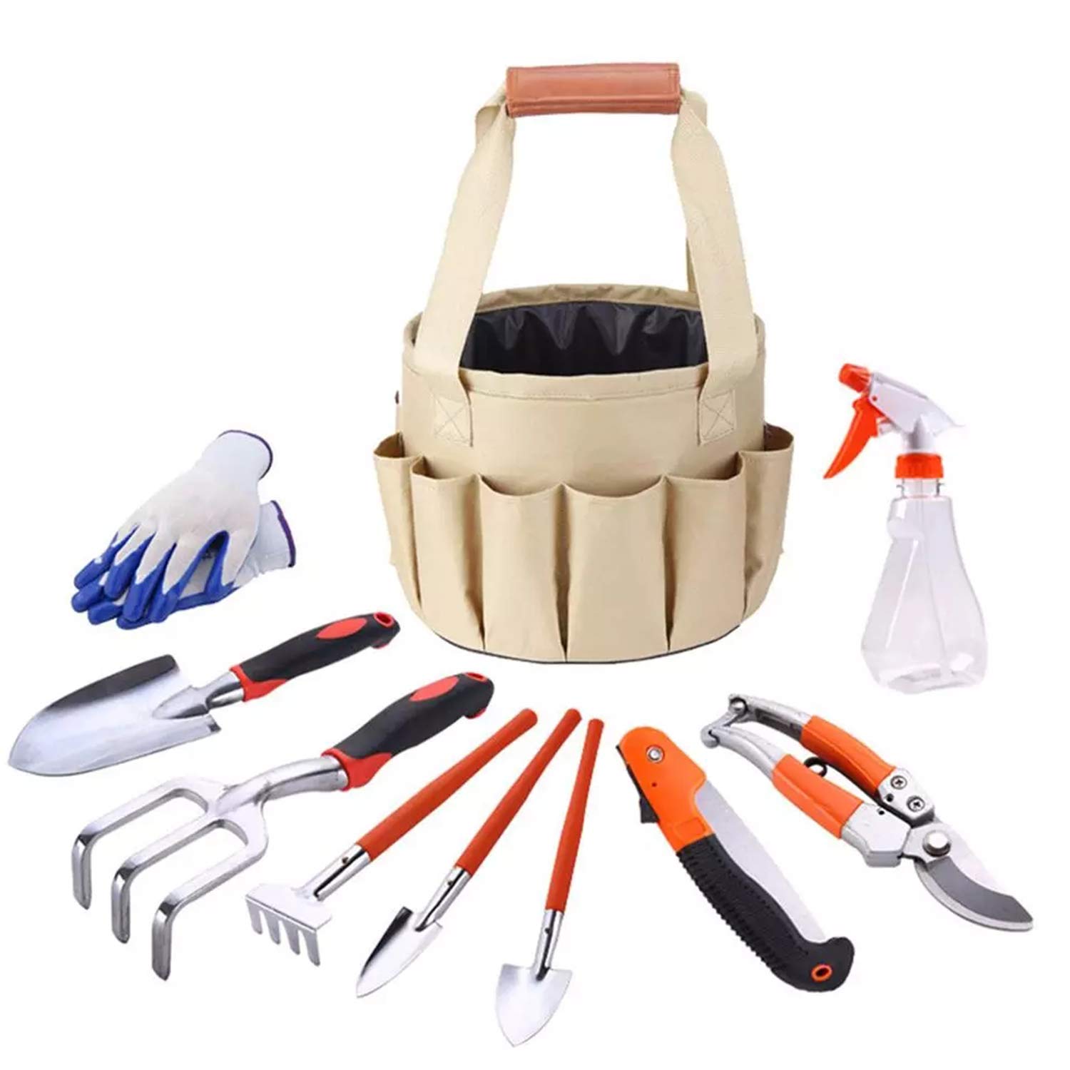 Gardening Hand Tool Kit with Storage Bag Garden Gloves -Branch Trimmer, Gardening Shovel, Trowel Pruners with Garden Secateurs, Garden Trowel, Transplant Trowel, Hand Tools Set