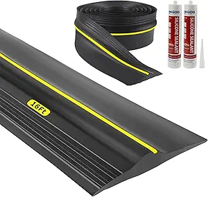 Universal Garage Door Bottom Threshold Seal Rubber Strip with Adhesives, DIY Weatherproof Weather Stripping Replacement (10 Ft (Incl 1 Adhesive))