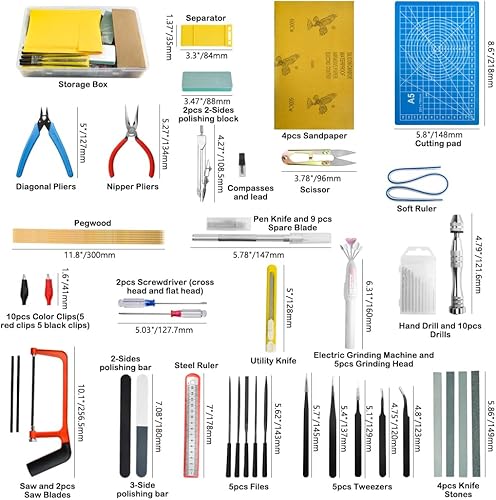 Miniatura 2 de Bigstone Kit de 85 herramientas de modelo, herramientas de construcción de pasatiempos, juego de manualidades, herramientas básicas para