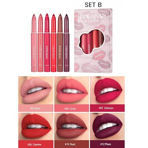 Miniatura 3 de Juego de lápices labiales de 12 colores, no se decolora, antiadherente, mate, lápiz labial, impermeable, de larga duración, terciopelo, lápiz