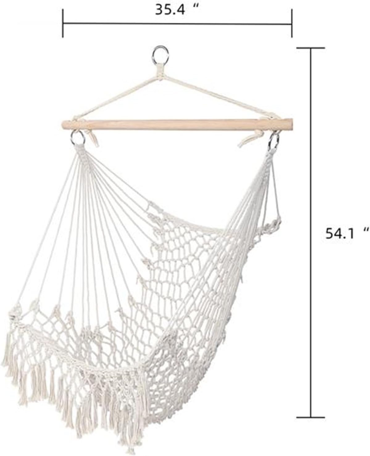 Rope Sling with Tassel Cotton Rope Hanging Chair for Home Outdoor Yard Garden Beige