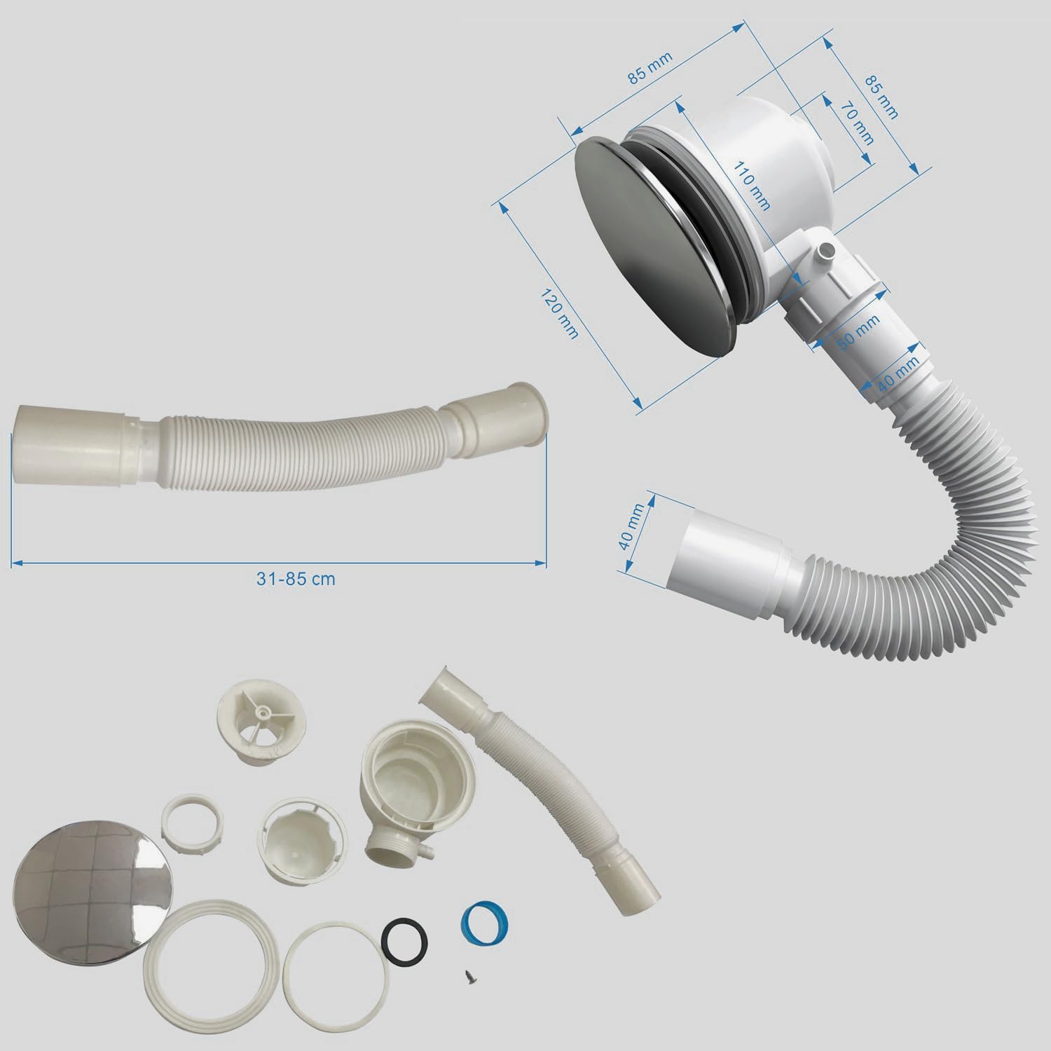 SANA Receveur de douche blanc 90 x 120 cm + siphon inclus