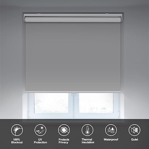 Miniatura 5 de BERISSA Persianas enrollables opacas para ventanas, sin cordón, con protección UV, ahorro de energía, oscurecimiento de habitación, para ventanas,