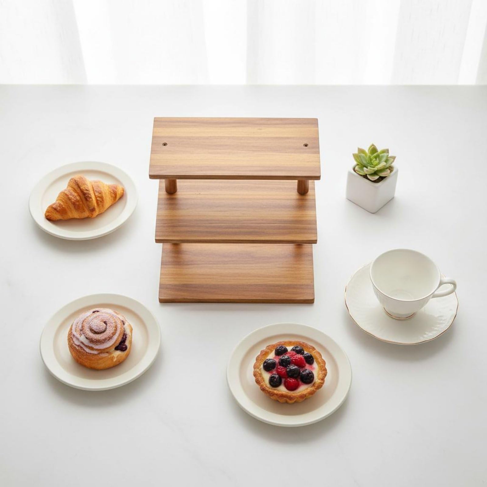 Scaffale da Cucina Mensola Ripiano Supporto in Legno Massello Organizzatore da Tavolo per Dessert E Spezie con Struttura Aperta Adatto per Cucina Pranzo Soggiorno, Grande
