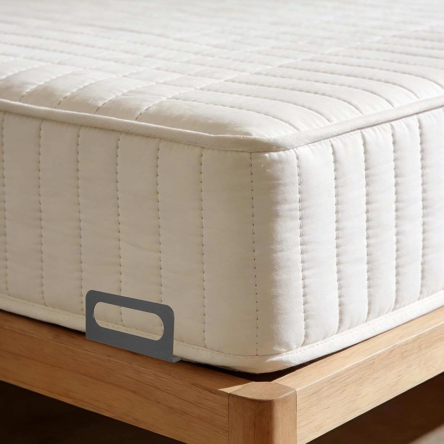 2pcs Mattress Retainer Bar, Non Slip Mattress Stopper for Bed Frame, Metal Anti Slide Cushion Sofa Grip for Platform Bed, Prevent Furniture from Sliding Grey