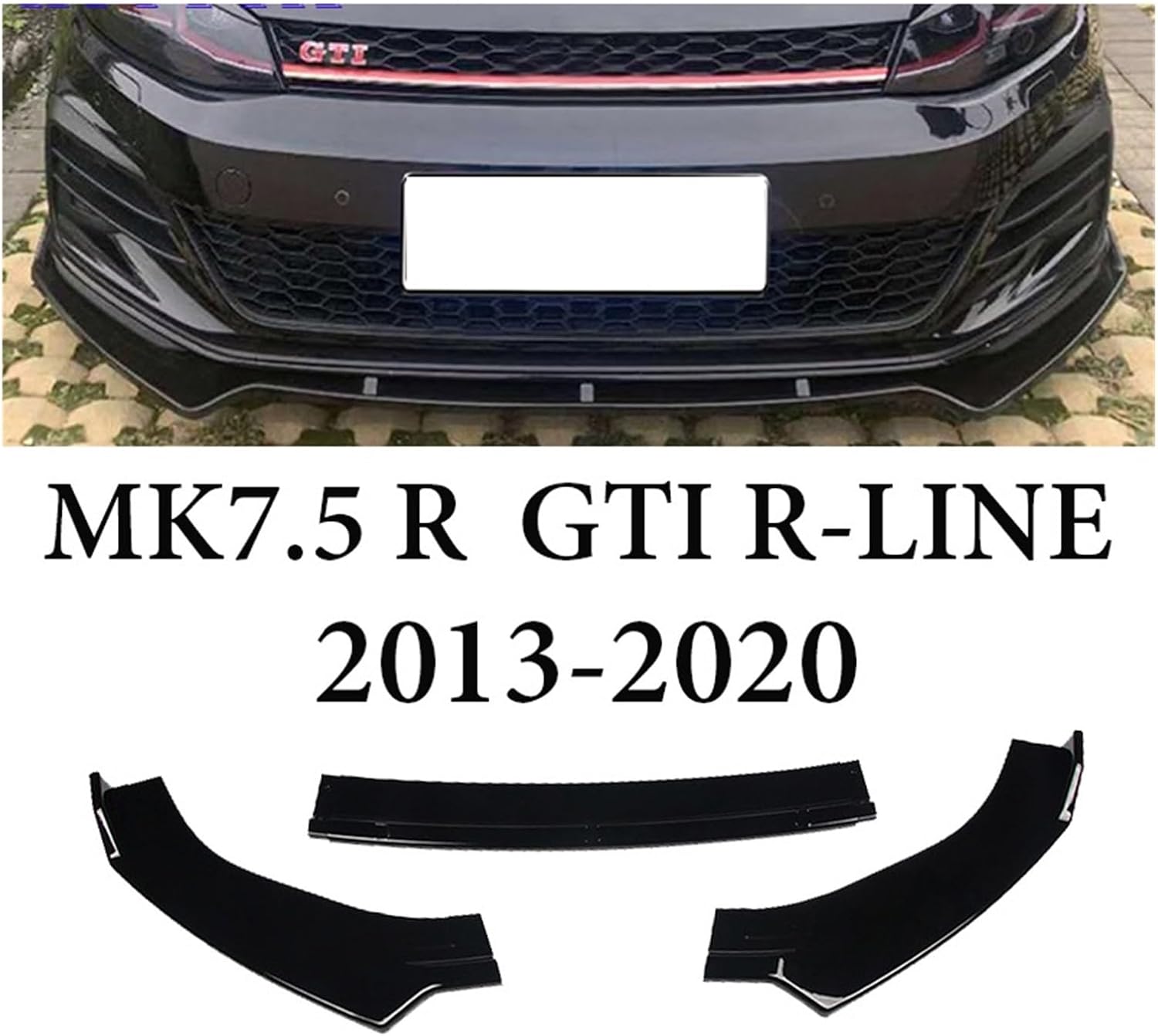 VW フォルクスワーゲン ゴルフ7 MK7 GTI フロントリップ スポイラー スプリッター / Flow Design - Global Brain. 車用フロントスポイラー 用 VW 用 ゴルフ 7 7.5 GTI GTD R 2013-2020 フロントバンパー スプリッター リ