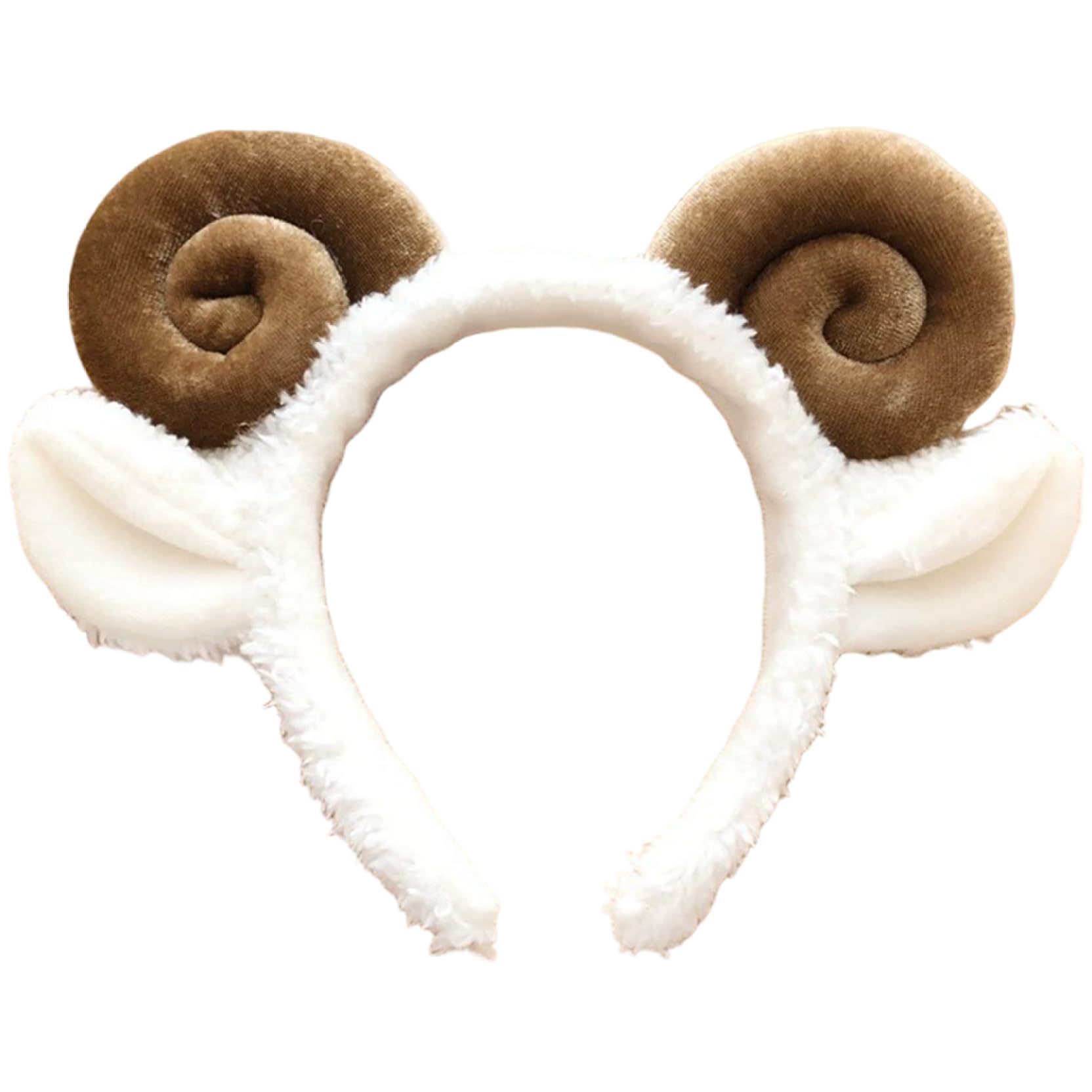 Faroby Animal Headbands Plush Goat Horns Non Slip Ears Hairband Elastic Goat Costume for Valentine's Day Cosplay